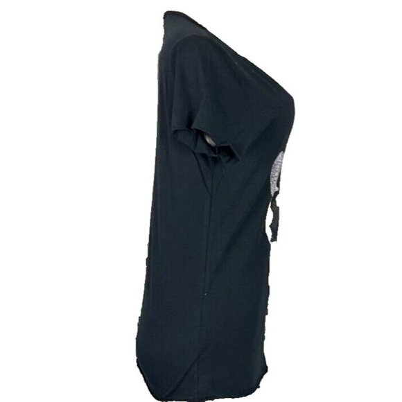 Zadig & Voltaire L Black Skull Metallic Camo Split Neck Cotton Short Sleeve Tee - Picture 3 of 6